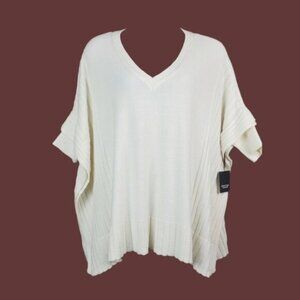 Simply Vera Vera Wang Womens Ivory Ribbed Knit Oversized Sweater Size L/XL NWT